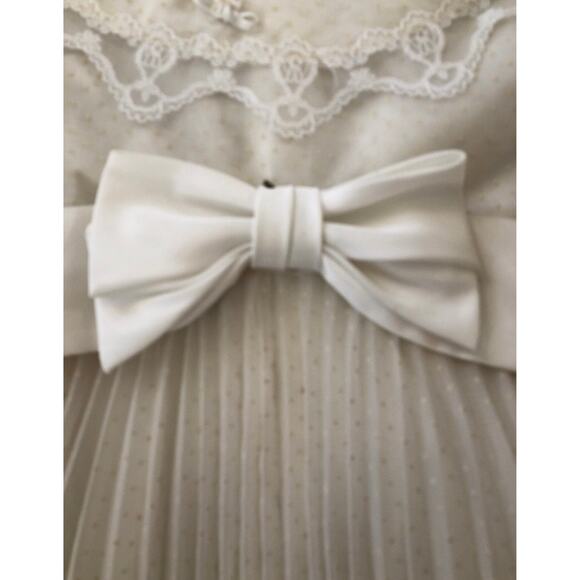Dorissa of Miami vintage swiss dot pleated cream dress with lace aged 6 - Picture 5 of 12